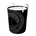 Black And White Viking Yggdrasil Print Round Laundry Basket
