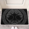 Black And White Viking Yggdrasil Print Rubber Doormat