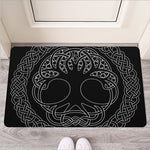 Black And White Viking Yggdrasil Print Rubber Doormat