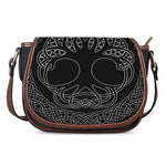Black And White Viking Yggdrasil Print Saddle Bag