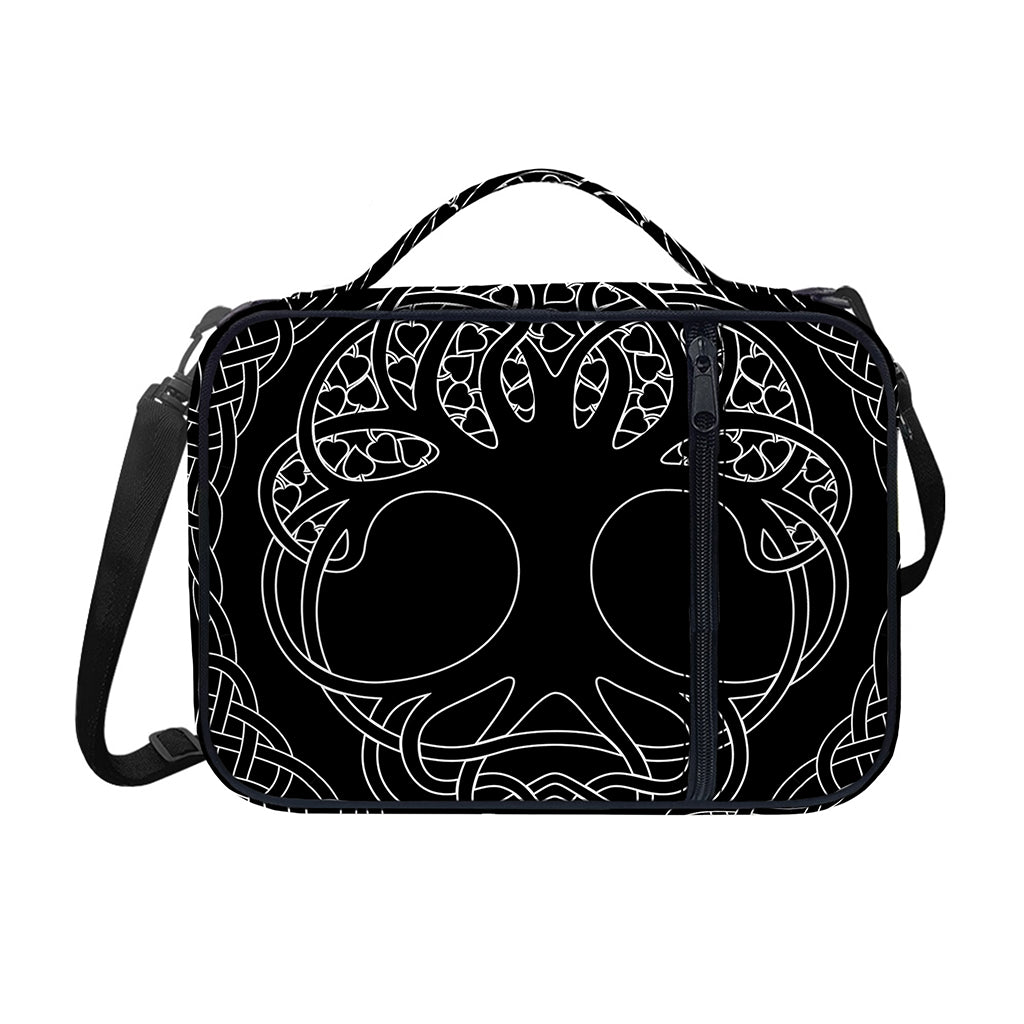 Black And White Viking Yggdrasil Print Shoulder Strap Bible Bag