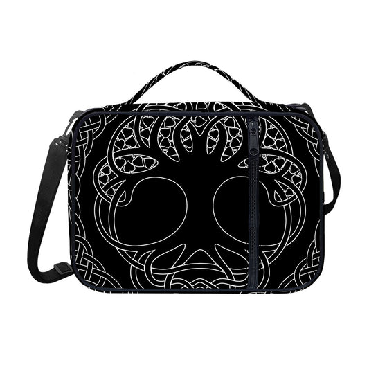 Black And White Viking Yggdrasil Print Shoulder Strap Bible Bag