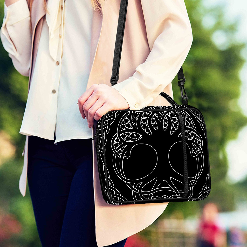 Black And White Viking Yggdrasil Print Shoulder Strap Bible Bag