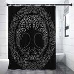 Black And White Viking Yggdrasil Print Shower Curtain