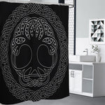 Black And White Viking Yggdrasil Print Shower Curtain