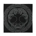 Black And White Viking Yggdrasil Print Silk Bandana