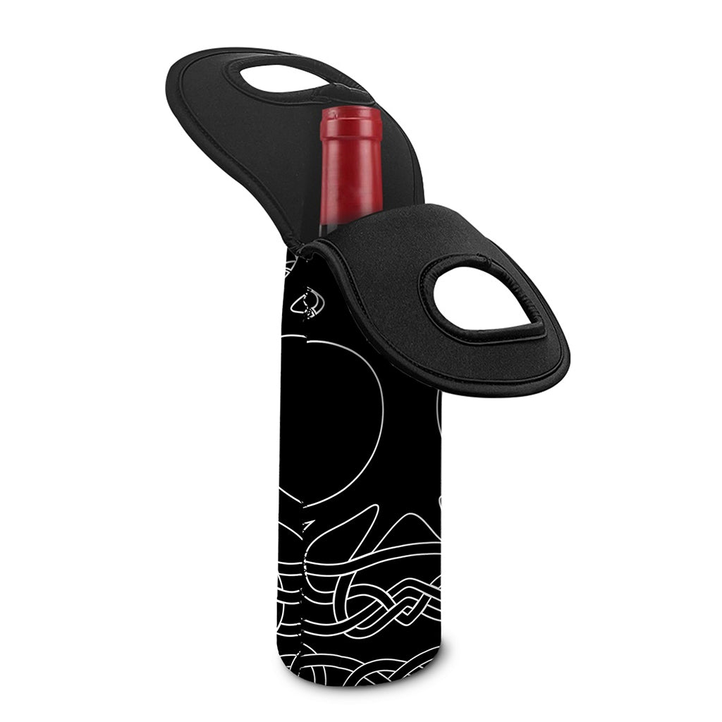 Black And White Viking Yggdrasil Print Single Neoprene Wine Tote