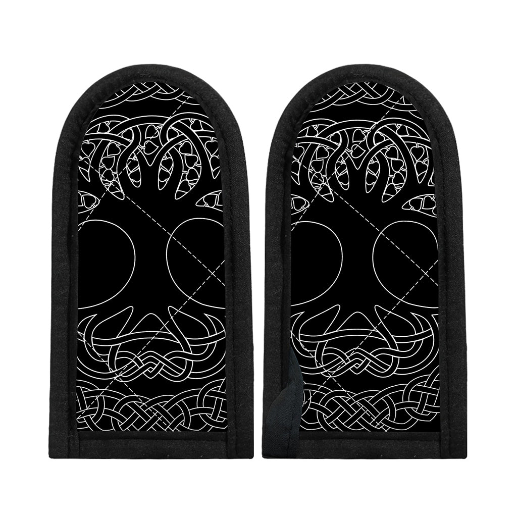 Black And White Viking Yggdrasil Print Skillet Handle Cover