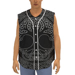 Black And White Viking Yggdrasil Print Sleeveless Baseball Jersey
