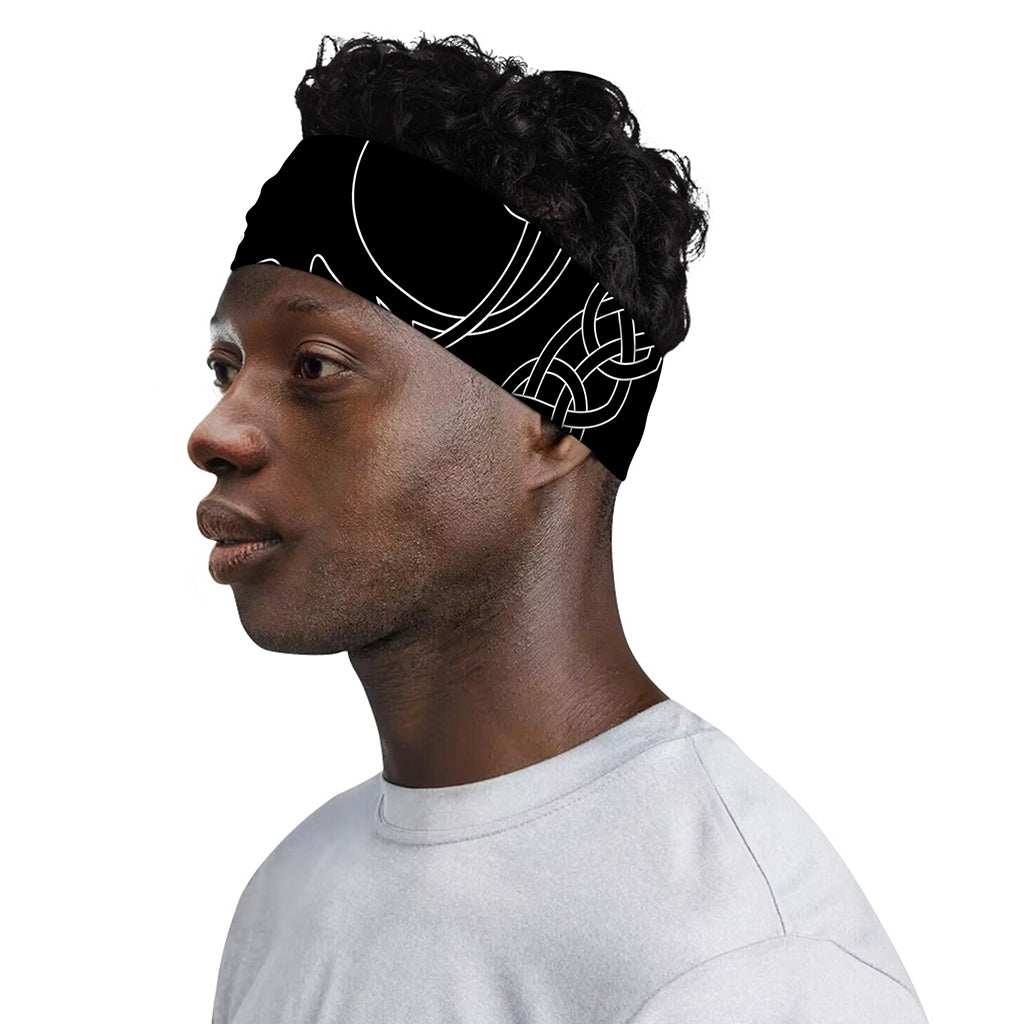 Black And White Viking Yggdrasil Print Sports Headband