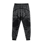 Black And White Viking Yggdrasil Print Sweatpants