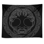 Black And White Viking Yggdrasil Print Tapestry