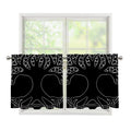 Black And White Viking Yggdrasil Print Tier Curtains