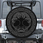 Black And White Viking Yggdrasil Print Tire Cover