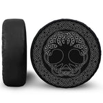 Black And White Viking Yggdrasil Print Tire Cover