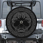 Black And White Viking Yggdrasil Print Tire Cover With Camera Hole