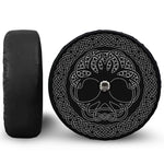 Black And White Viking Yggdrasil Print Tire Cover With Camera Hole