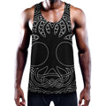 Black And White Viking Yggdrasil Print Men's Workout Tank Top