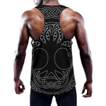 Black And White Viking Yggdrasil Print Training Tank Top