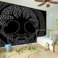 Black And White Viking Yggdrasil Print Wall Sticker