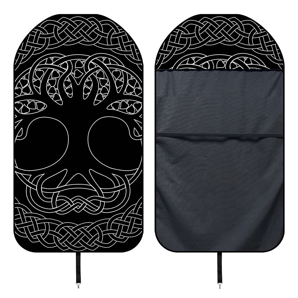Black And White Viking Yggdrasil Print Waterproof Car Seat Cover