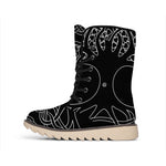 Black And White Viking Yggdrasil Print Winter Boots