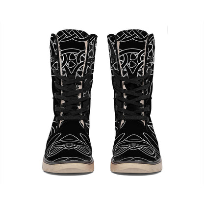 Black And White Viking Yggdrasil Print Winter Boots