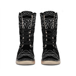 Black And White Viking Yggdrasil Print Winter Boots