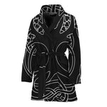 Black And White Viking Yggdrasil Print Women's Bathrobe