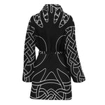 Black And White Viking Yggdrasil Print Women's Bathrobe