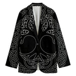 Black And White Viking Yggdrasil Print Women's Blazer