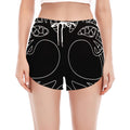 Black And White Viking Yggdrasil Print Women's Split Running Shorts