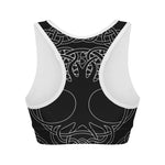 Black And White Viking Yggdrasil Print Women's Sports Bra