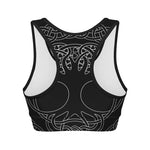 Black And White Viking Yggdrasil Print Women's Sports Bra