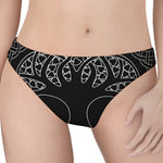 Black And White Viking Yggdrasil Print Women's Thong