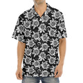 Black And White Vintage Sunflower Print Aloha Shirt