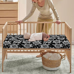 Black And White Vintage Sunflower Print Baby Crib Sheet