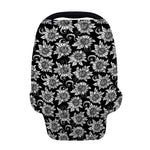 Black And White Vintage Sunflower Print Baby Seat Cover