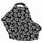 Black And White Vintage Sunflower Print Baby Seat Cover