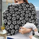 Black And White Vintage Sunflower Print Baby Seat Cover