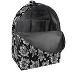 Black And White Vintage Sunflower Print Backpack