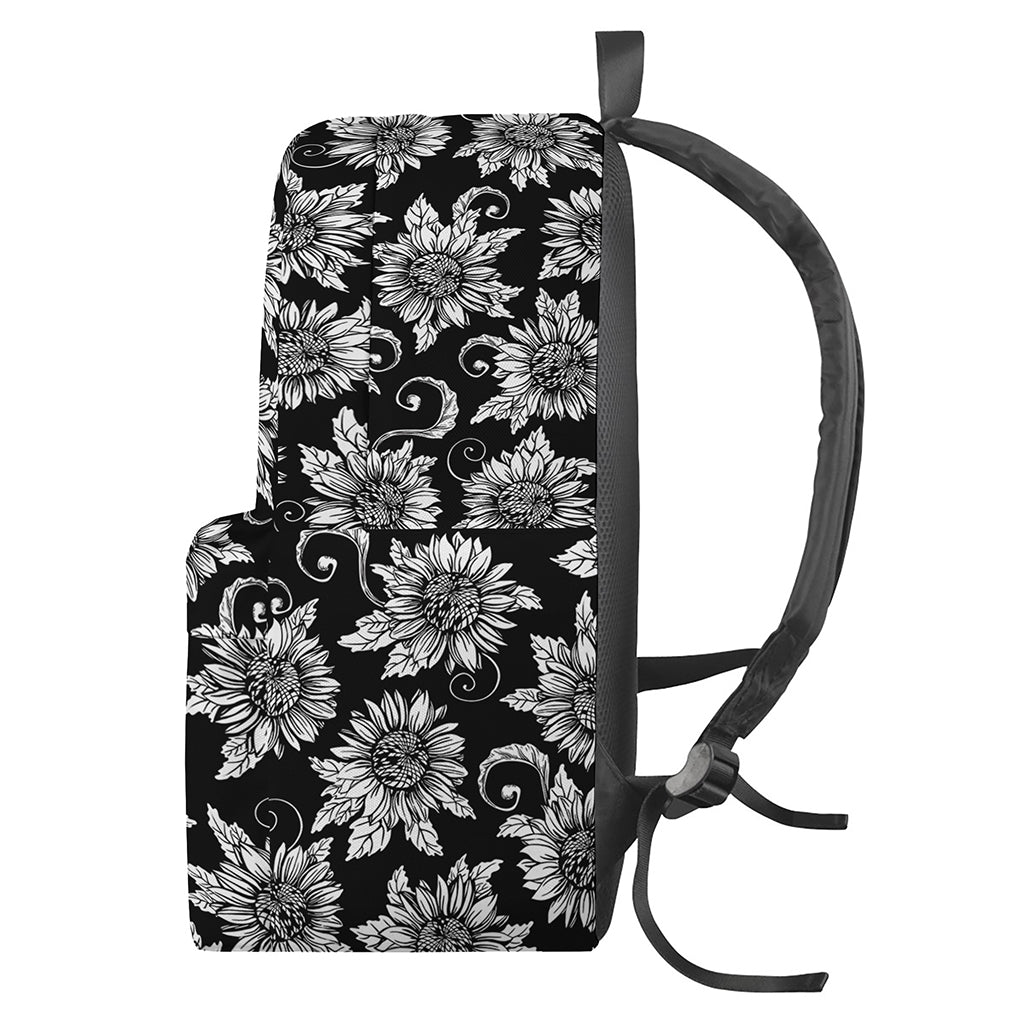 Black And White Vintage Sunflower Print Backpack