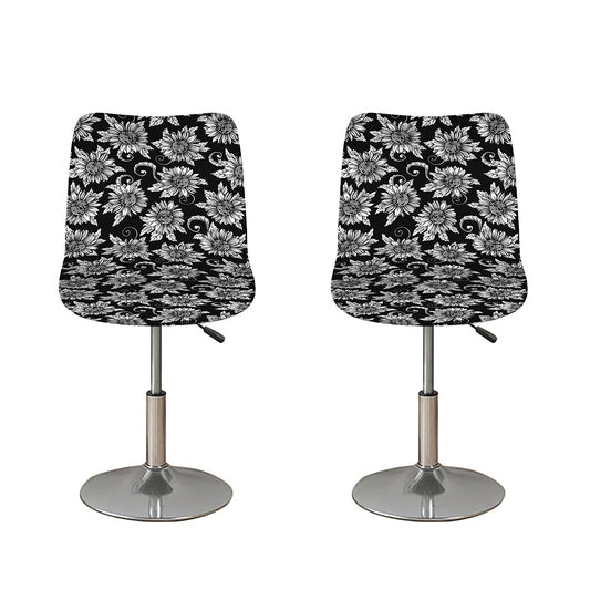 Black And White Vintage Sunflower Print Bar Stool Covers