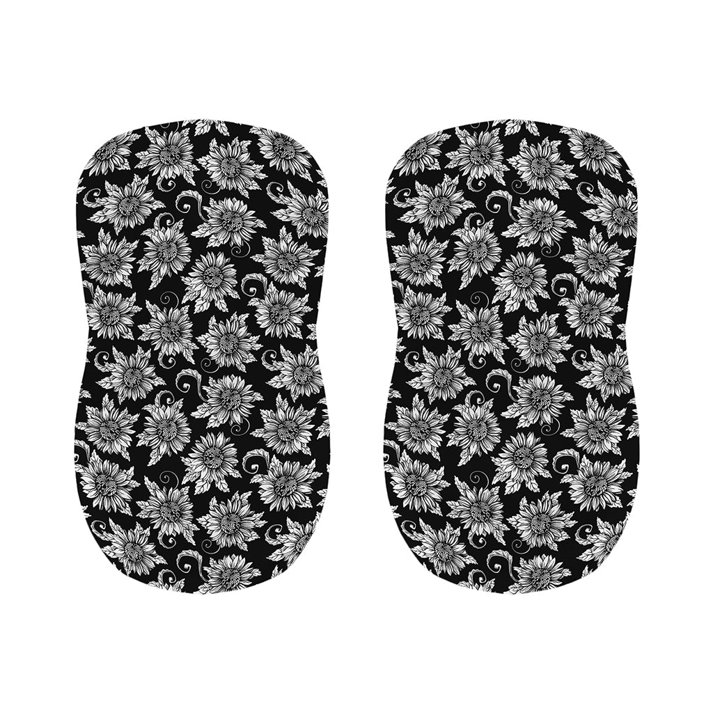 Black And White Vintage Sunflower Print Bar Stool Covers