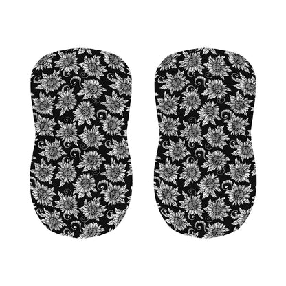 Black And White Vintage Sunflower Print Bar Stool Covers