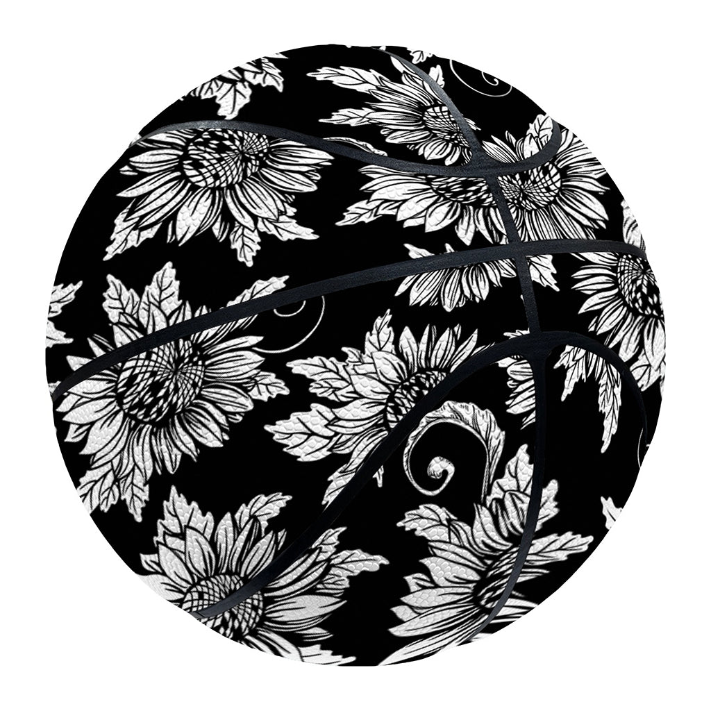 Black And White Vintage Sunflower Print Basketball