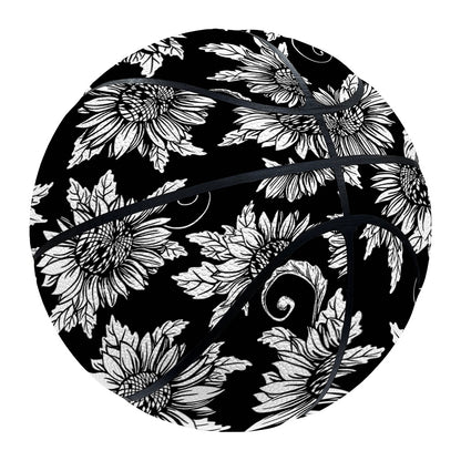 Black And White Vintage Sunflower Print Basketball