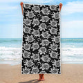 Black And White Vintage Sunflower Print Beach Towel