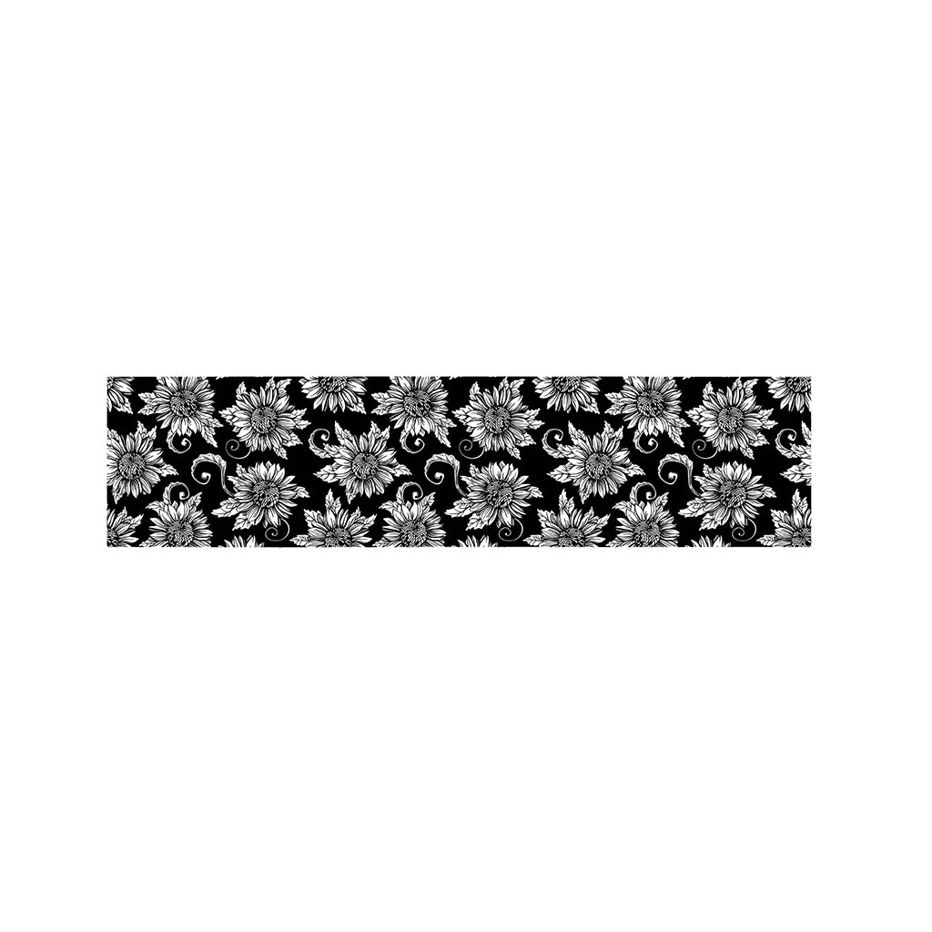 Black And White Vintage Sunflower Print Bed Runner