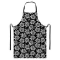Black And White Vintage Sunflower Print Bib Apron With Pocket